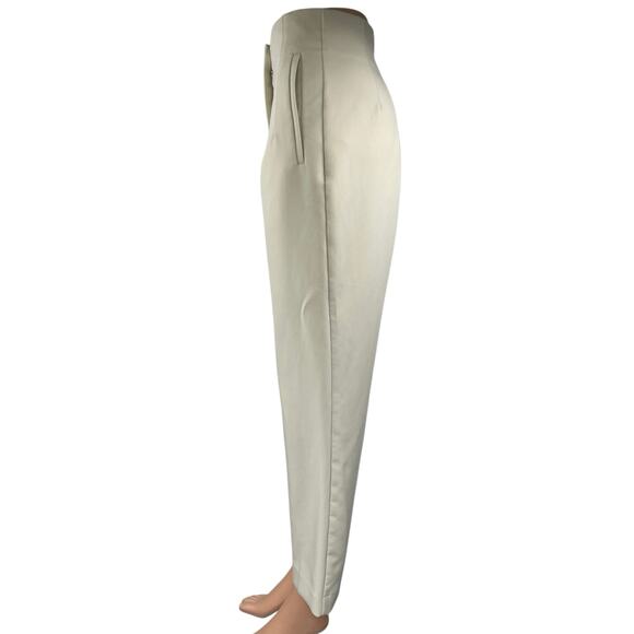 Zara Beige Pleated High Waisted Khaki Chino Straight Trouser Dress Pants Size S - Picture 2 of 5